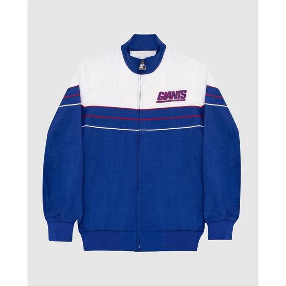 NEW STARTER men's new york giants nylon full-zip jacket in blue